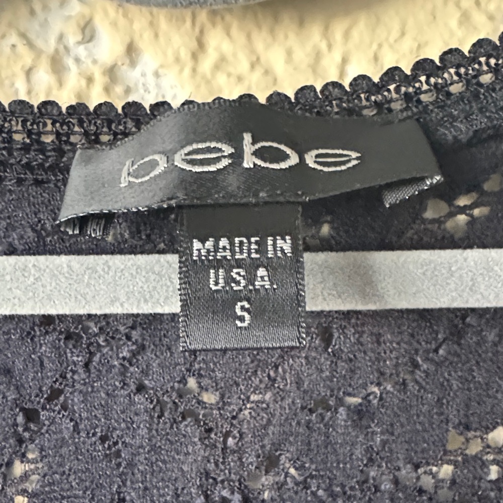 bebe Black Lace Peplum Blouse - Picture 3 of 7